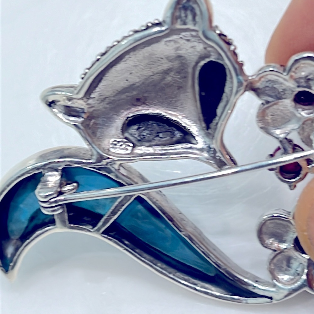 Ruby Turquoise Onyx 14kgp Brooch - image 5